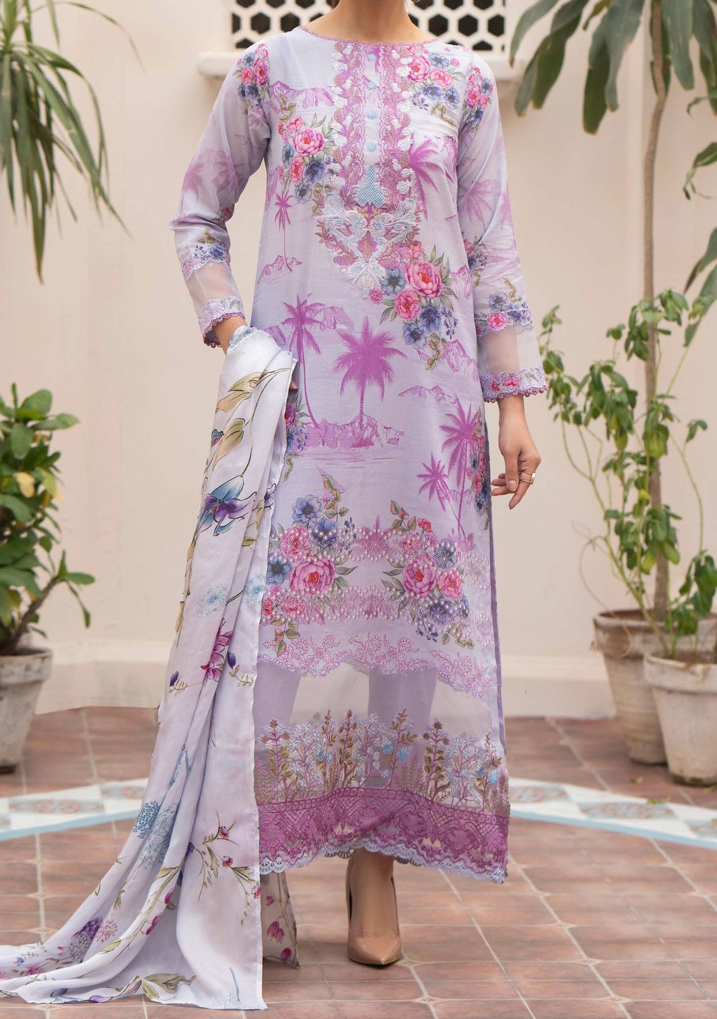 Gulljee Morja Ready Made Embroidered Lawn Dress - db24784