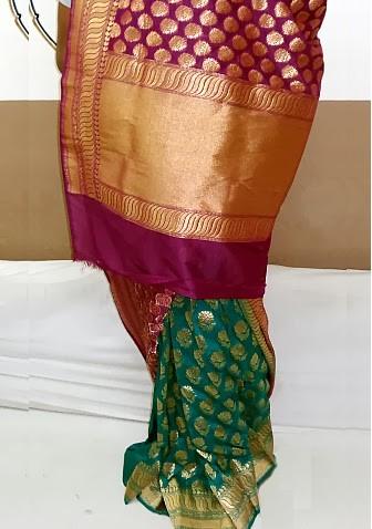 Handloom Designer Pure Opera Katan Silk Saree: Deshi Besh.