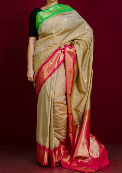 Handwoven Blended Gadwal Silk Saree - db24789