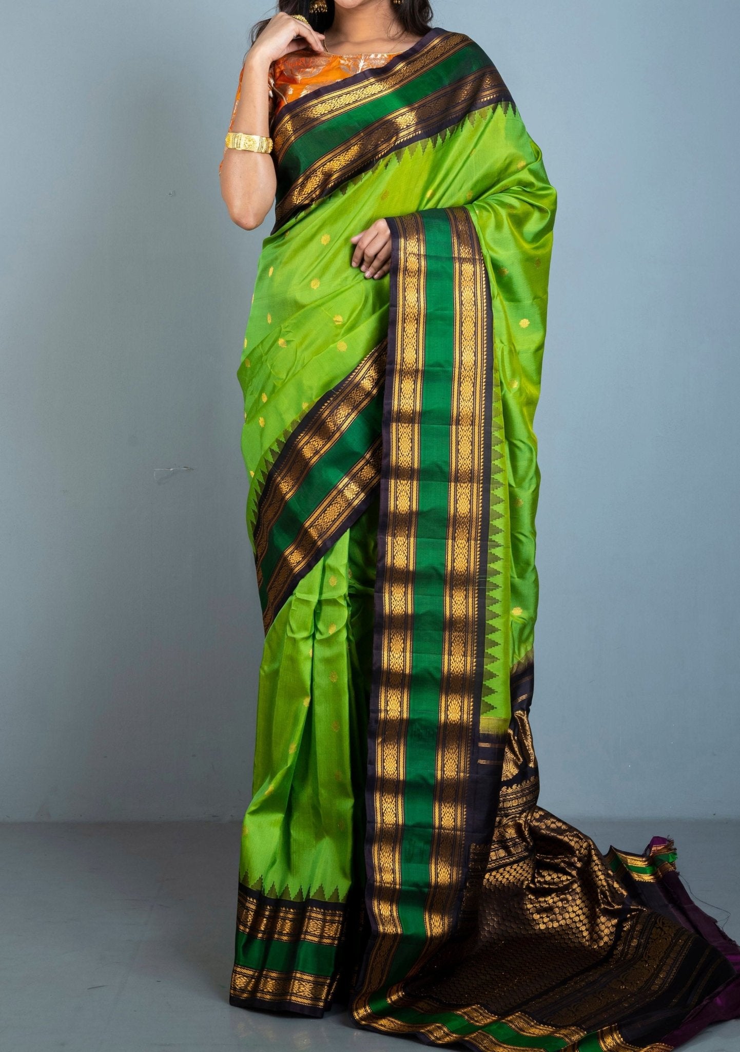 Premium Quality Soft Silk Kotki Border Kanchipuram Silk Saree in