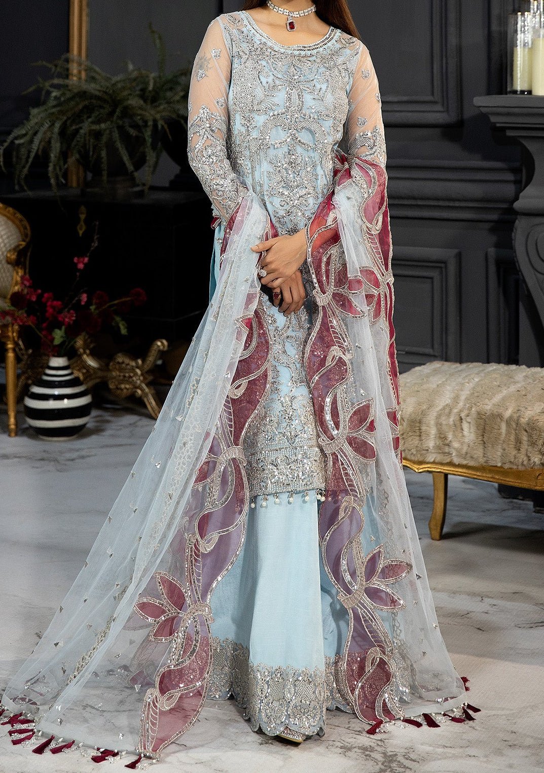 Imrozia Azeen Pakistani Luxury Net Dress - db24451