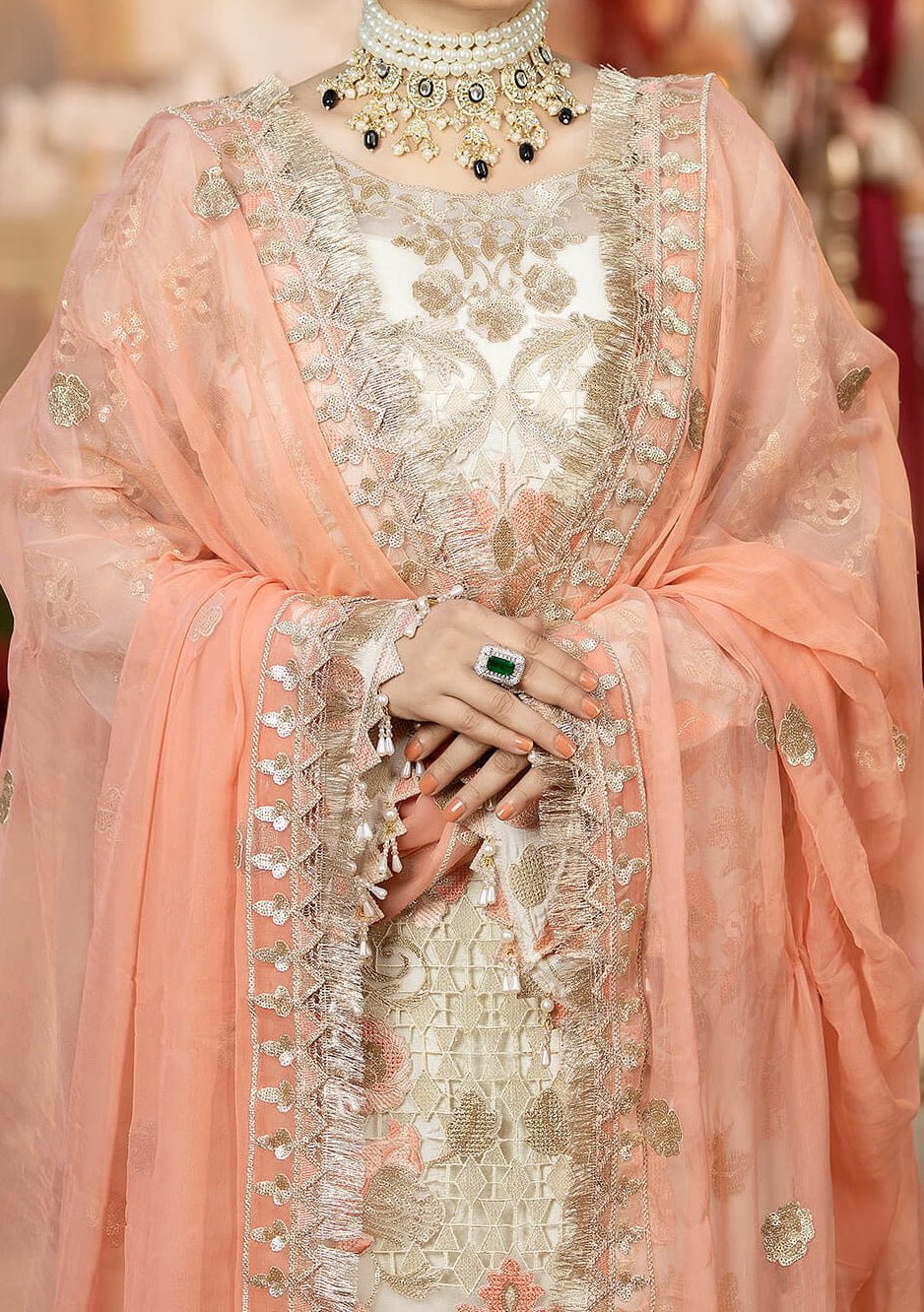 Imrozia Estelle Pakistani Luxury Organza Dress - db24262