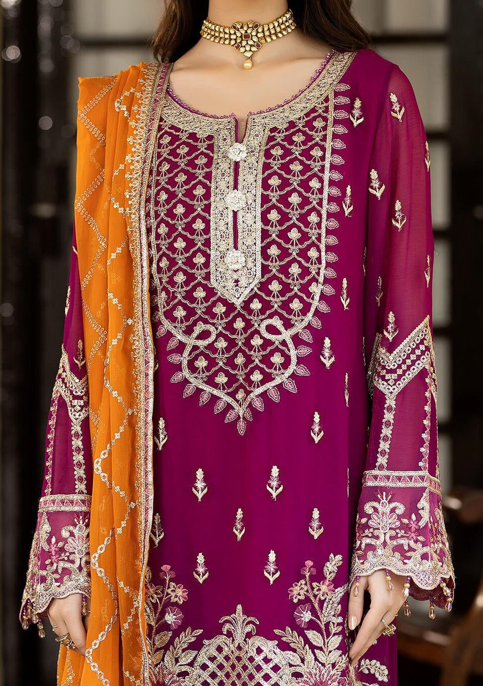 Imrozia Gloria Pakistani Luxury Chiffon Dress - db25224