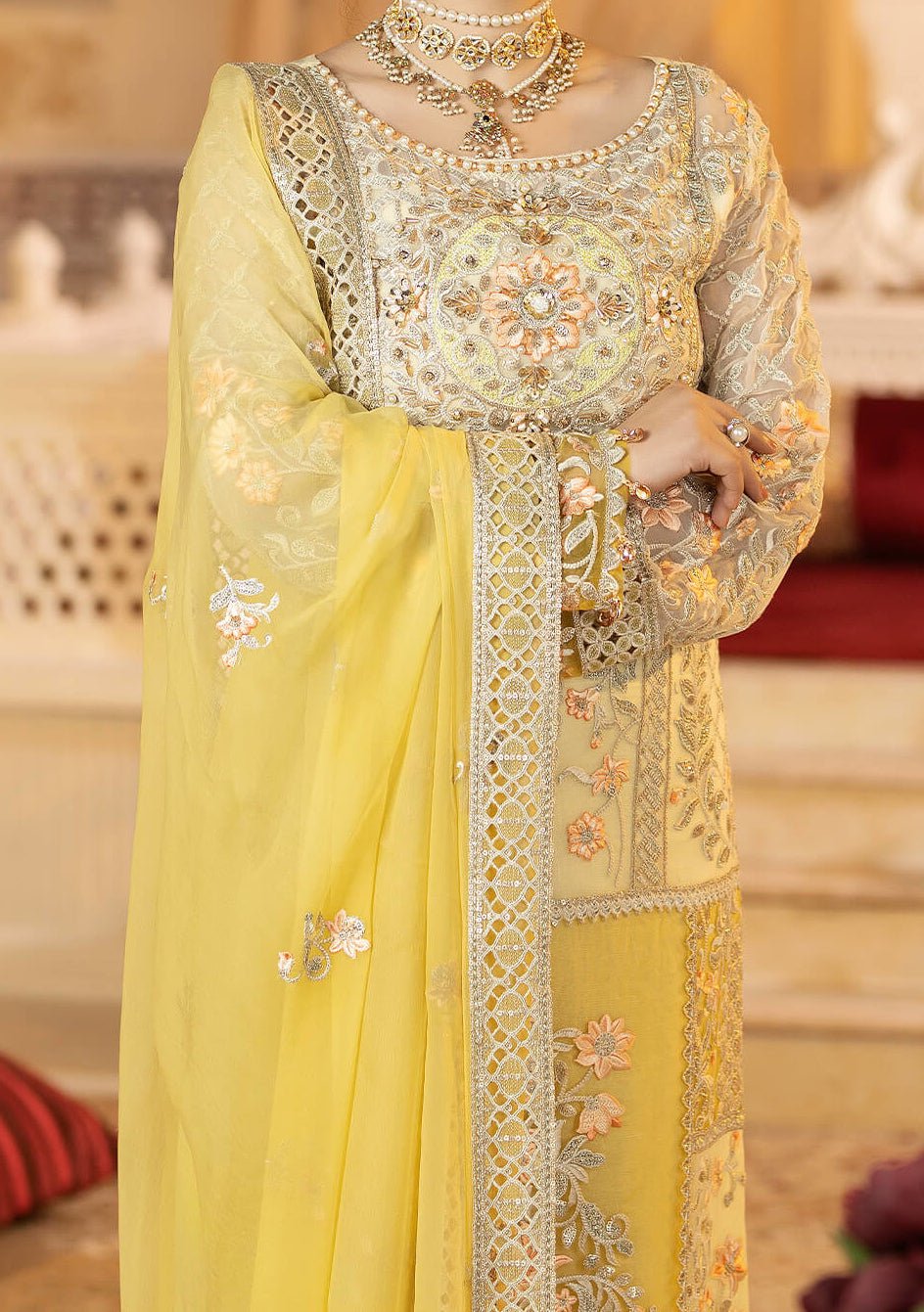 Imrozia Lucille Pakistani Luxury Chiffon Dress - db24265
