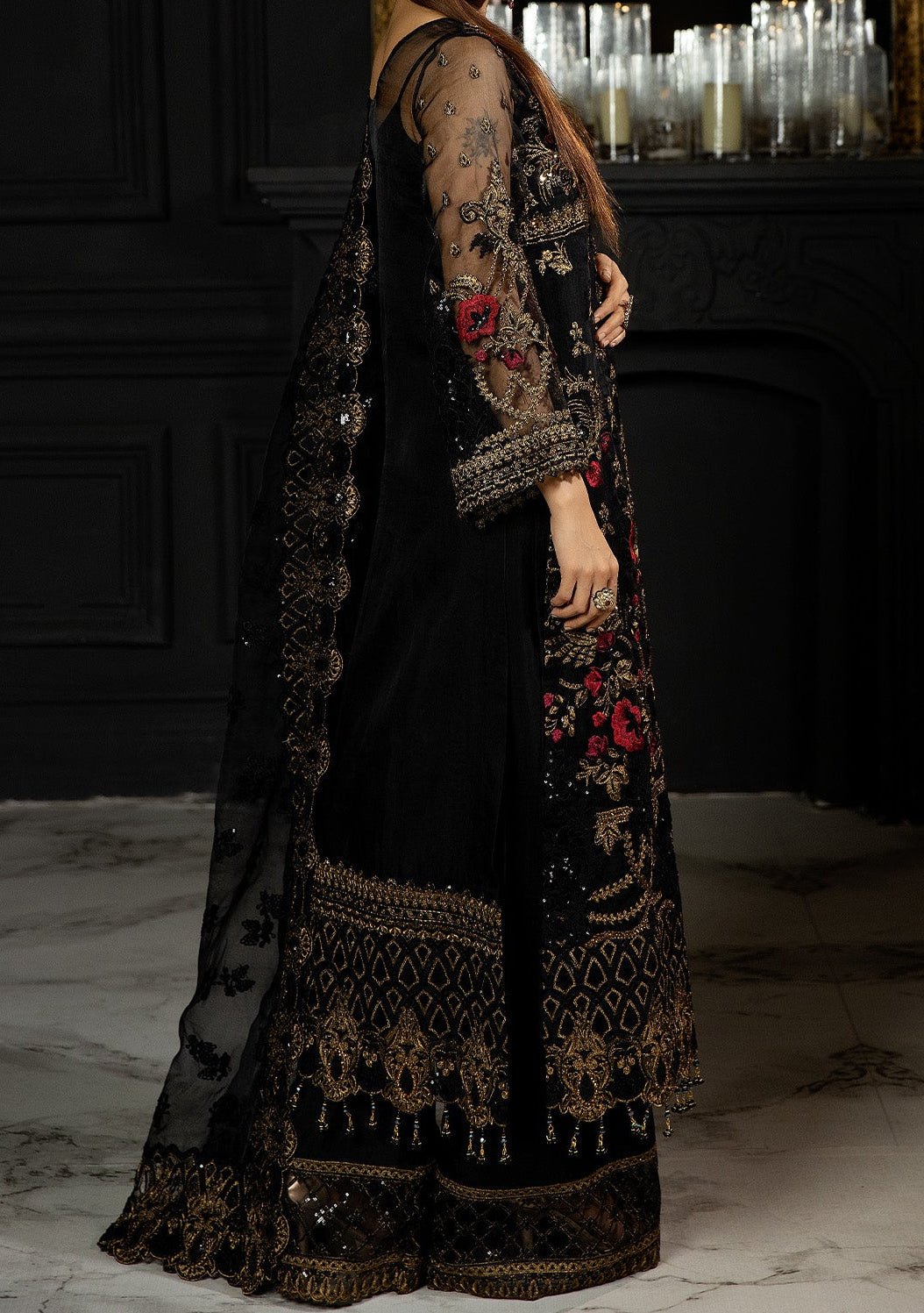 Imrozia Qaila Pakistani Luxury Organza Dress - db24449
