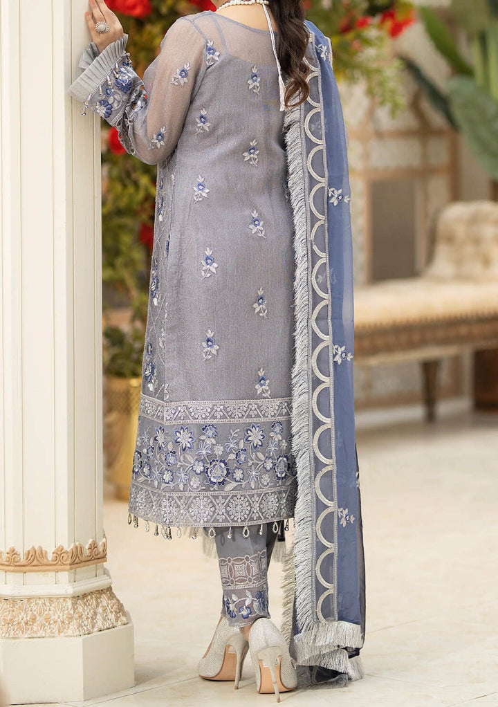 sachin and babi light blue dress MARCHESA NOTTE - Floral-appliquéd embroidered tulle midi dress main image 1