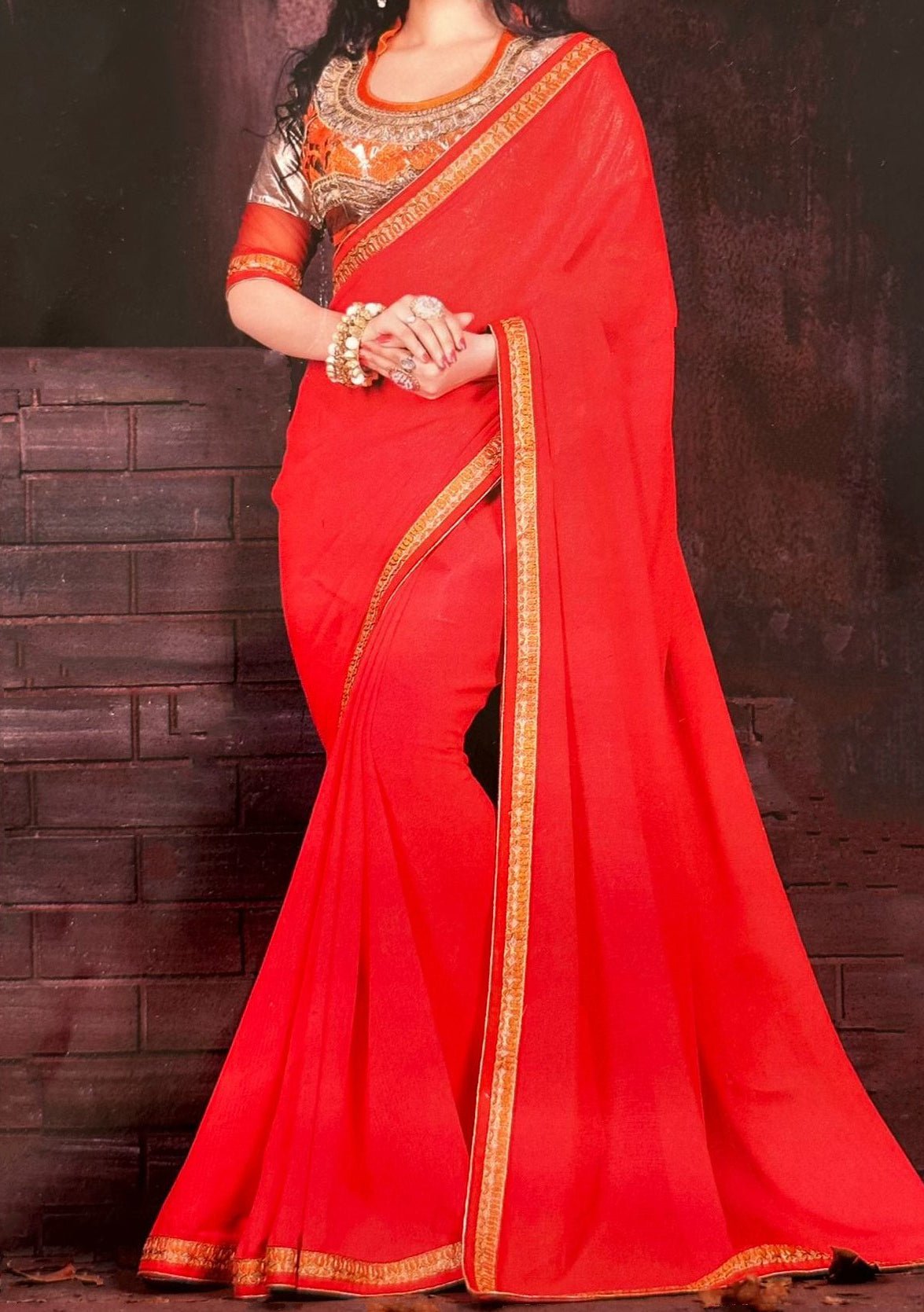 Indian Embroidered Georgette Saree - db21817