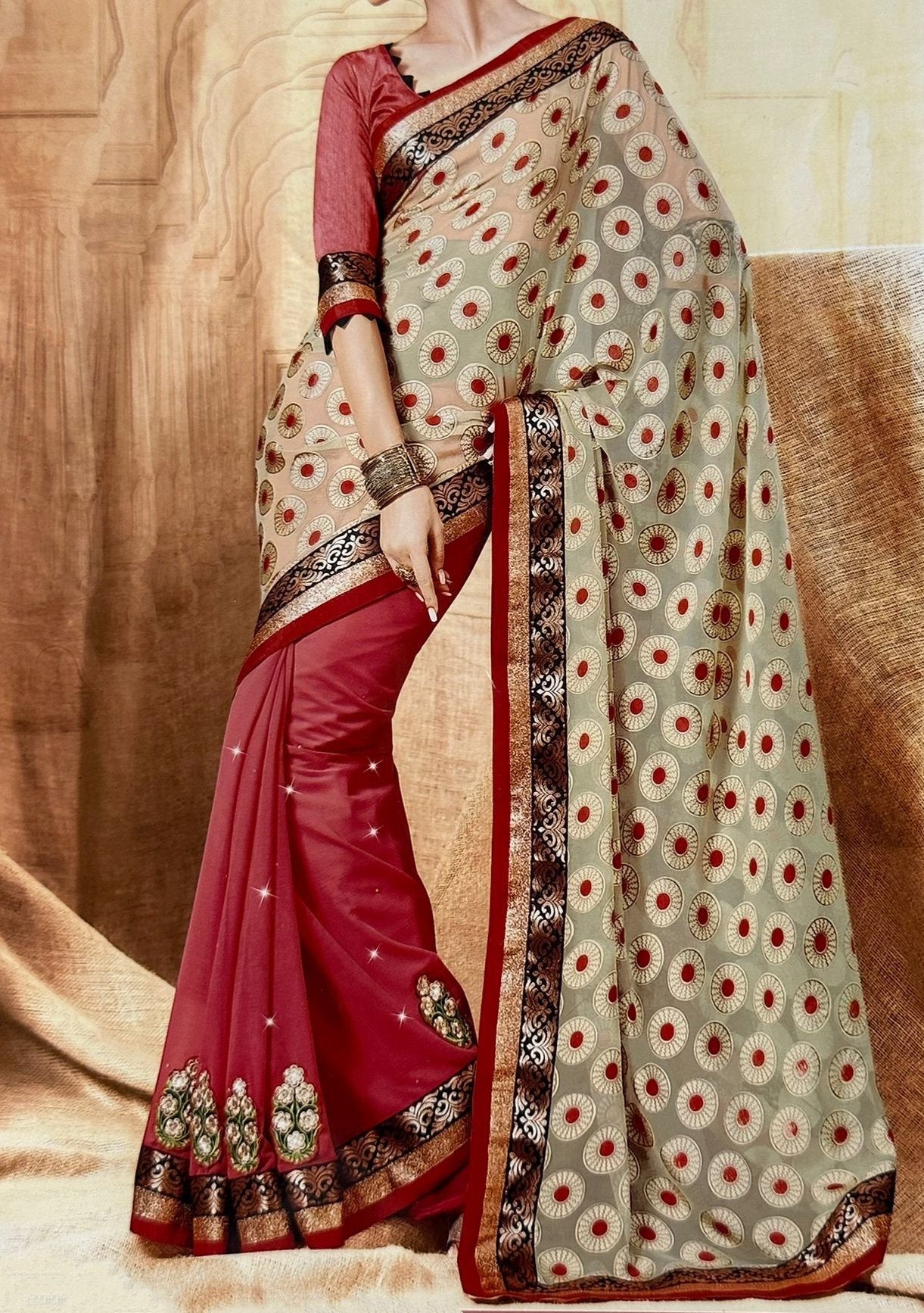 Indian Women Designer Embroidered Georgette Saree - db20937