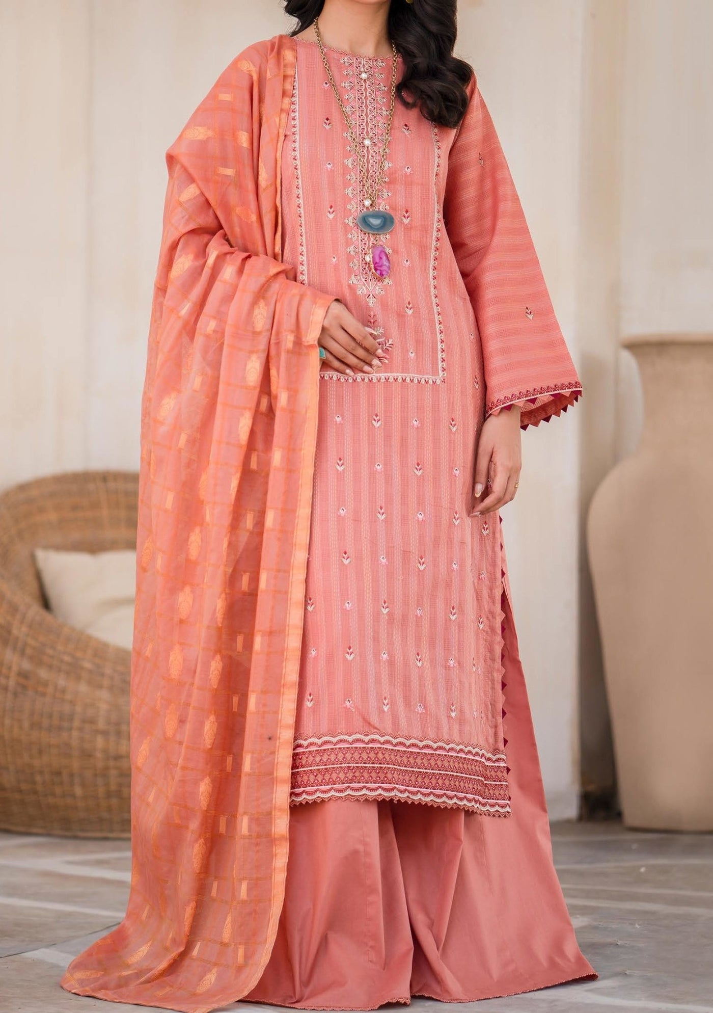 Kalakari Pakistani Embroidered Lawn Dress - db22157