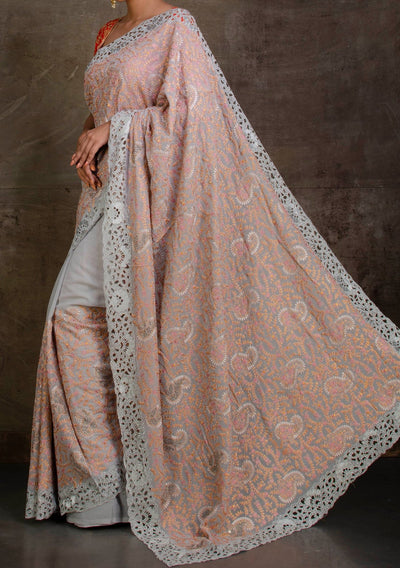 Kashmiri Embroidered Pure Georgette Saree - db23814