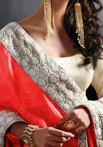 LT Designer Embroidered Dupion Silk Saree - db20893