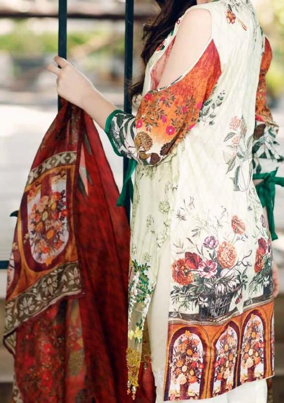 Mahiymaan Lawn Collection Pakistani Designer Suit: Deshi Besh.