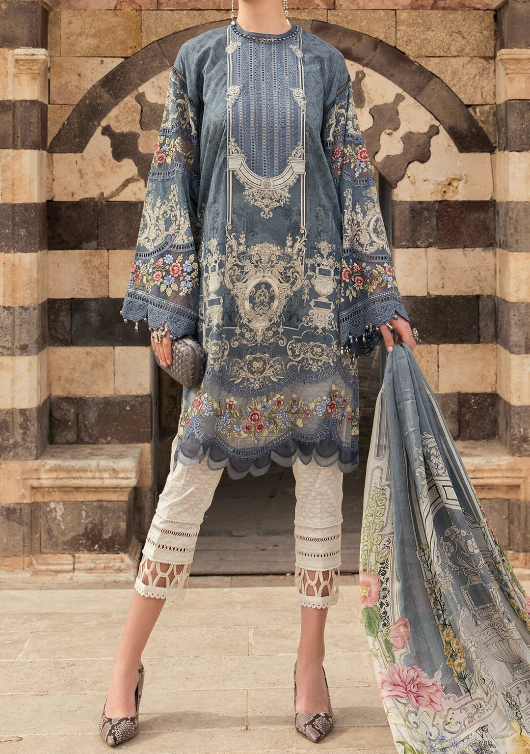 Maria B Embroidered Luxury Pakistani Lawn Dress - db15128