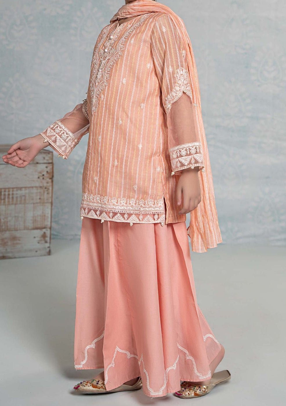 Maria.B Girl's Embroidered Cotton Palazzo Suit - db25397