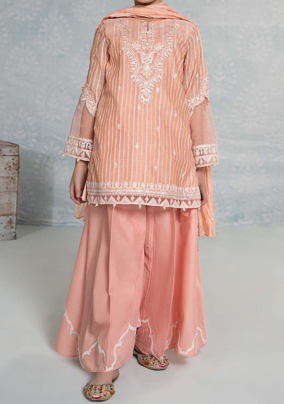 Maria.B Girl's Embroidered Cotton Palazzo Suit - db25397