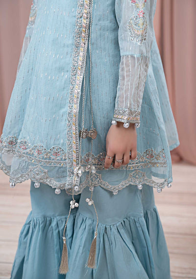 Maria.B Girl's Embroidered Jacquard Cotton Sharara Suit - db25211