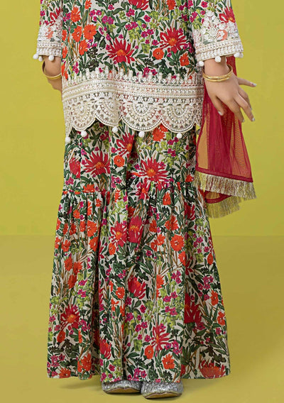 Maria.B Girl's Embroidered Lawn Sharara Suit - db25088