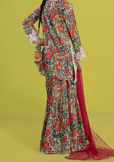 Maria.B Girl's Embroidered Lawn Sharara Suit - db25088