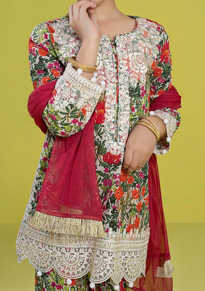 Maria.B Girl's Embroidered Lawn Sharara Suit - db25088