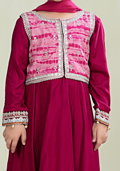 Maria.B Girl's Embroidered Linen Anarkali - db24922