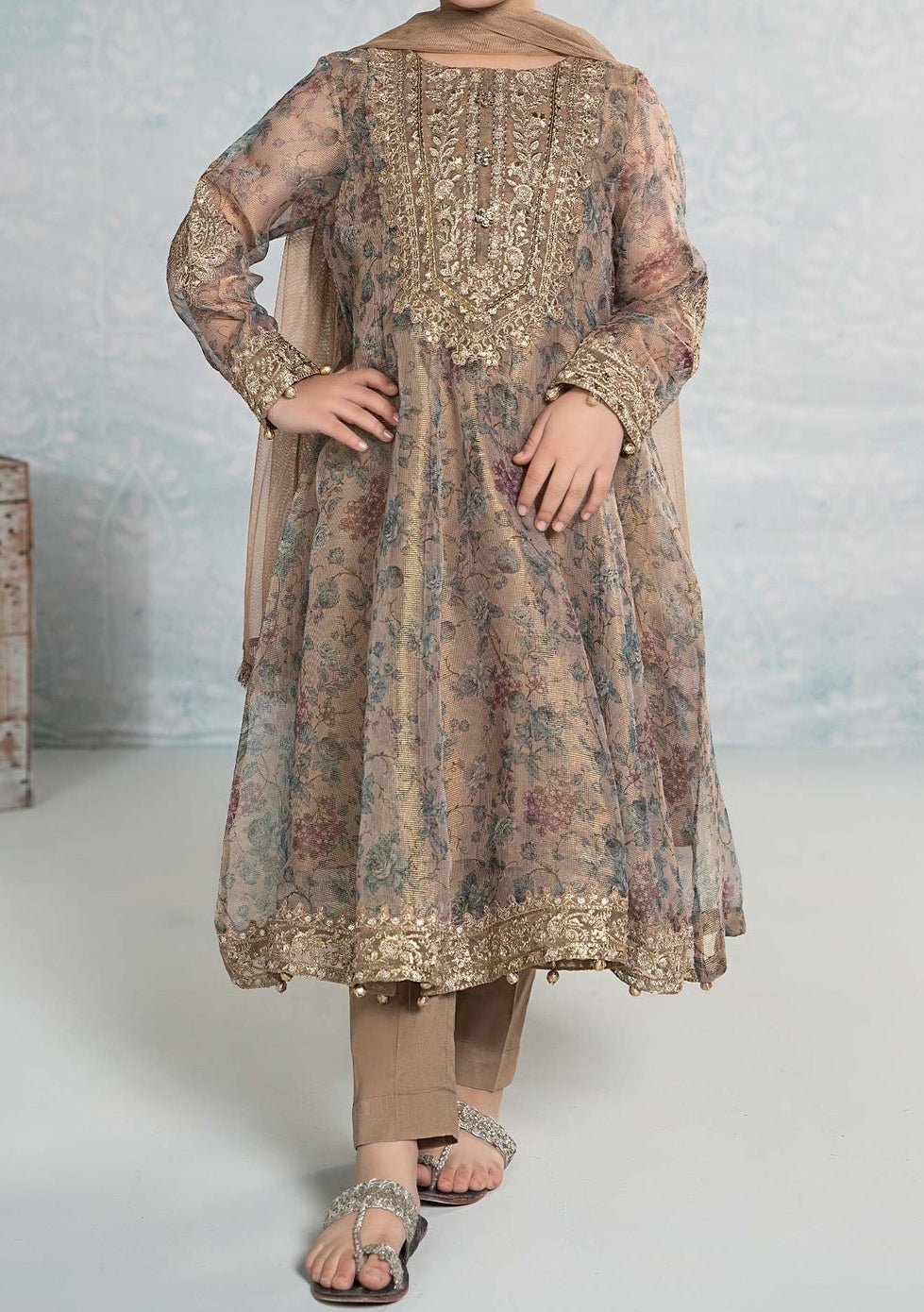 Maria.B Girl's Embroidered Net Salwar Suit - db25400
