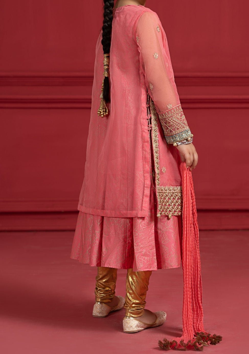 Maria.B Girl's Embroidered Organza Salwar Suit - db24926