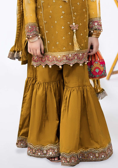 Maria.B Girl's Embroidered Organza Sharara Suit - db25218