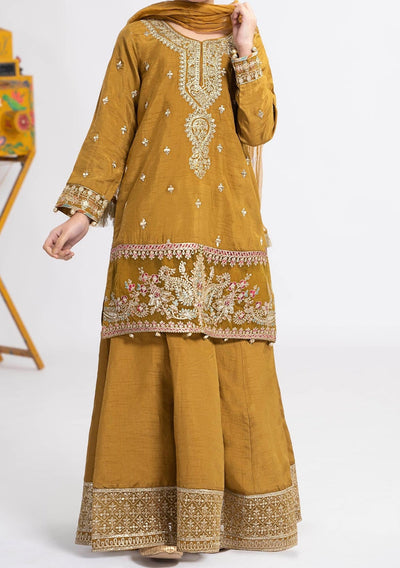 Maria.B Girl's Embroidered Raw Silk Palazzo Suit - db25084