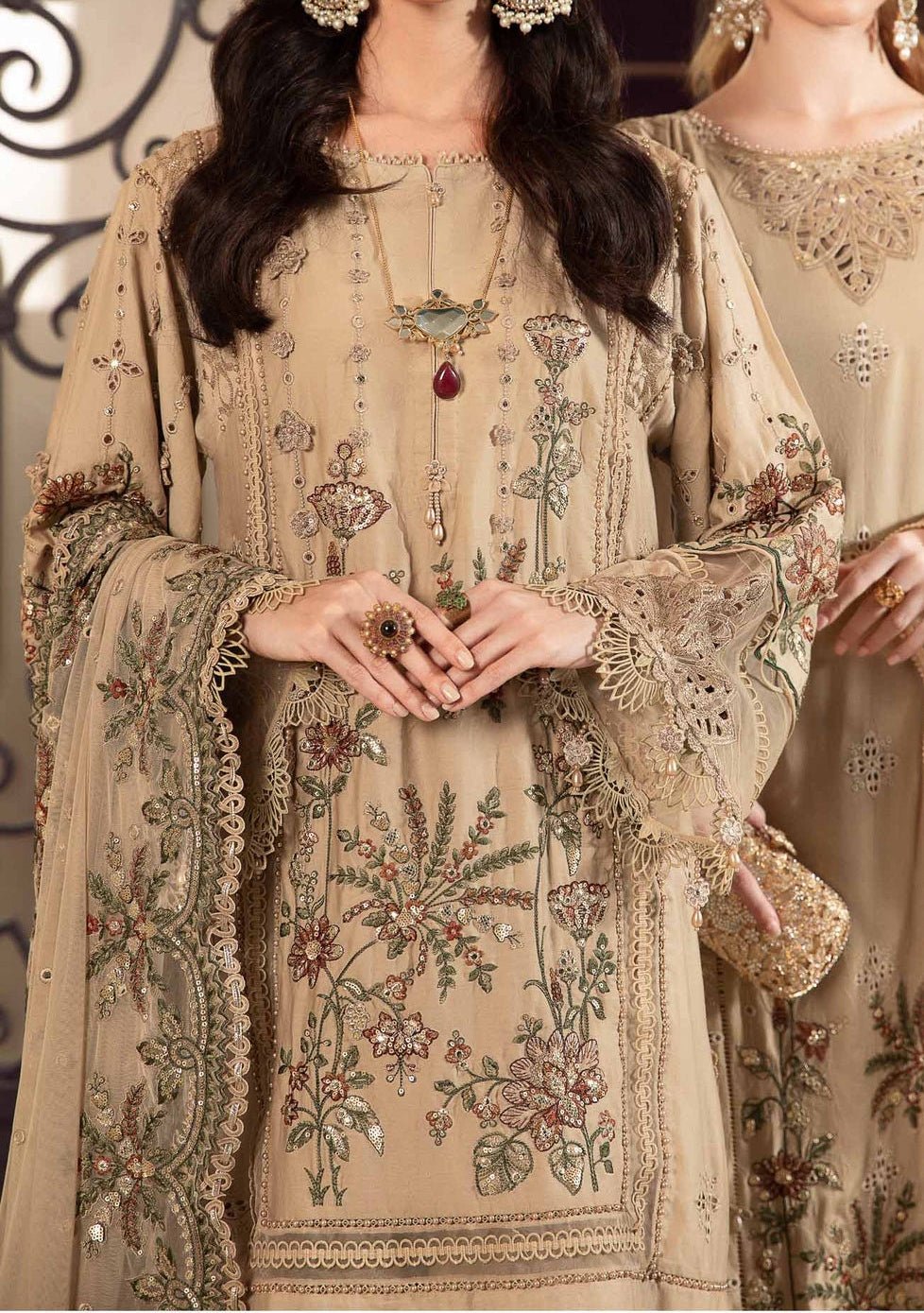 Maria.B Sateen Pakistani Luxury Cotton Satin Dress - db24103