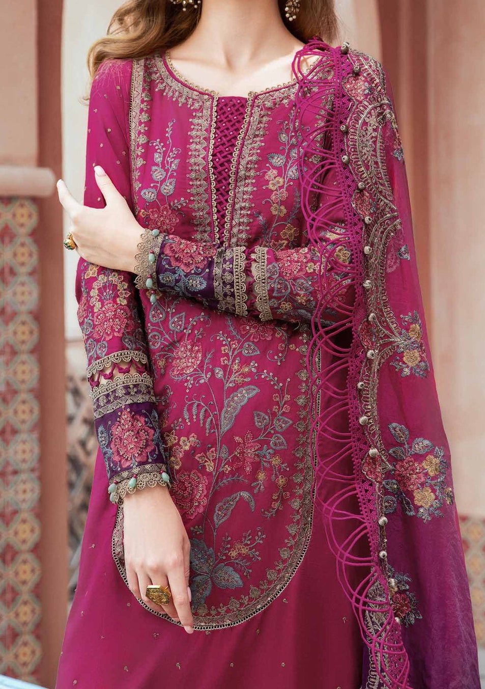 Maria.B Sateen Pakistani Luxury Cotton Satin Dress - db24092