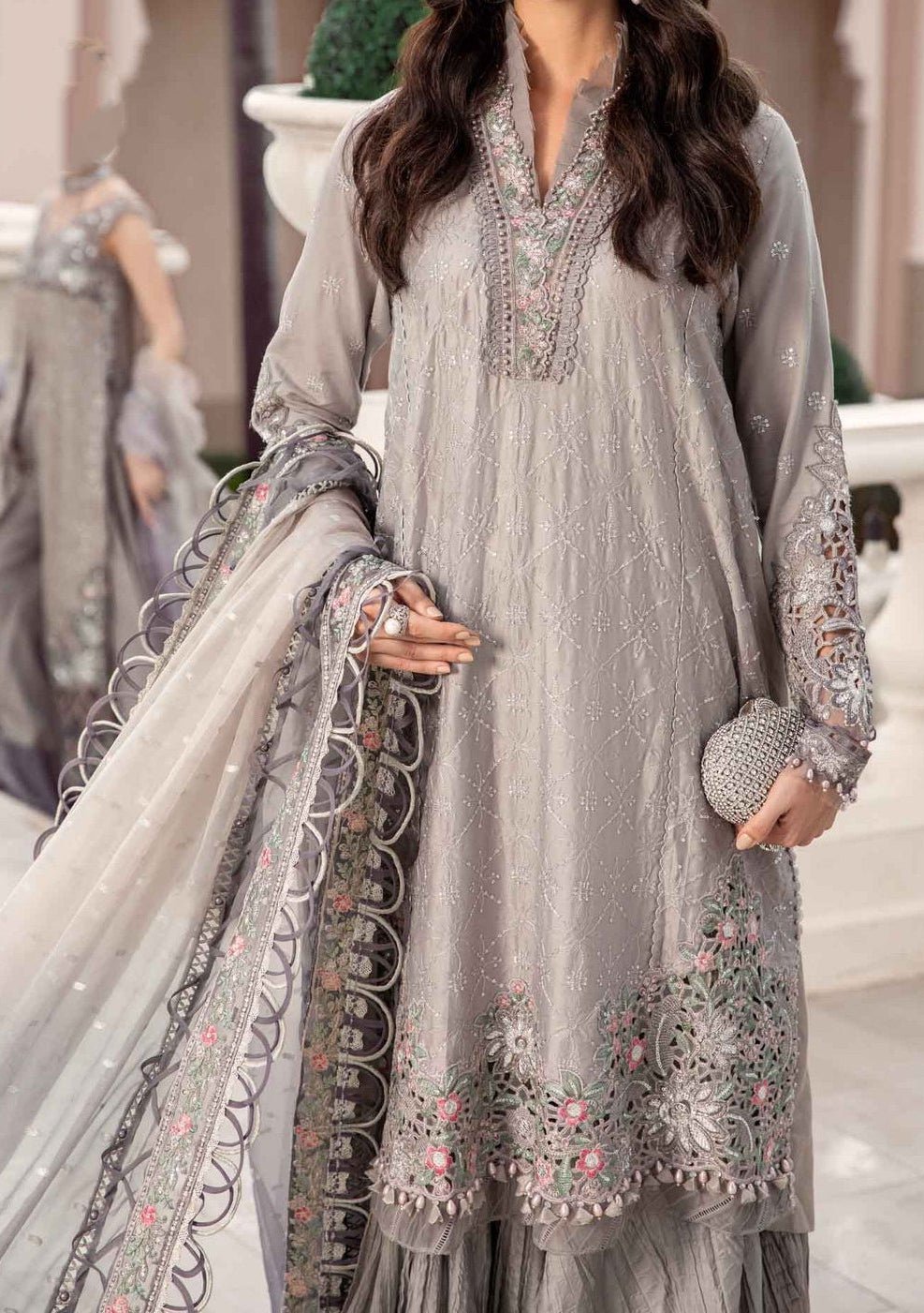 Maria.B Sateen Pakistani Luxury Cotton Satin Dress - db24097