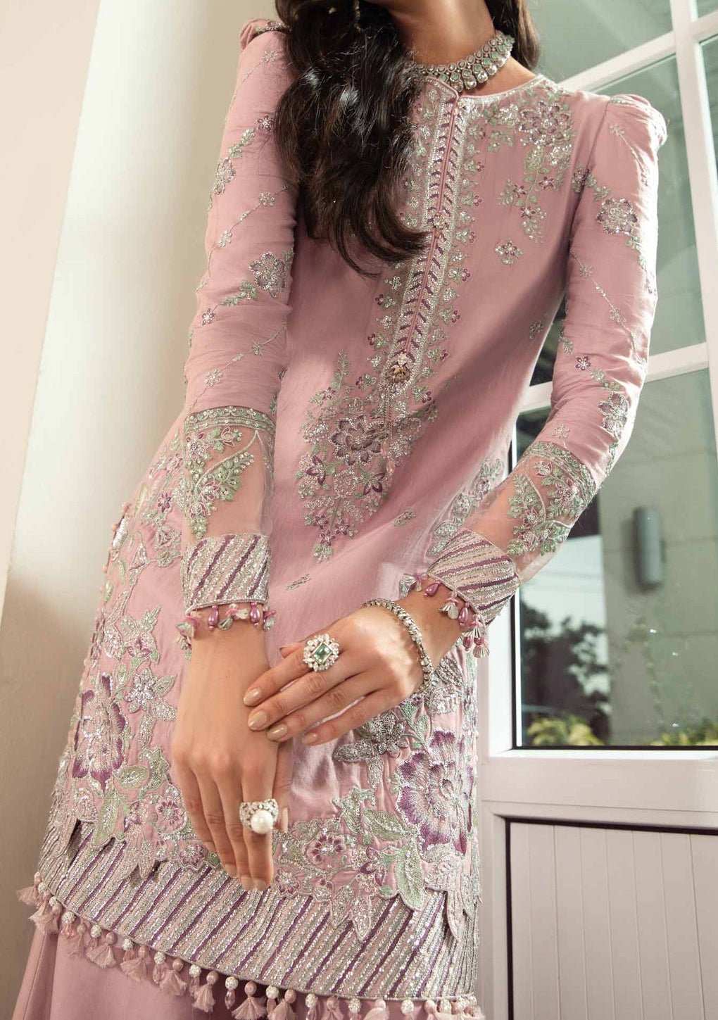 Maria.B Sateen Pakistani Luxury Cotton Satin Dress - db24095