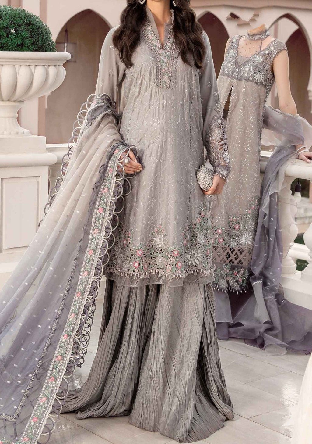 Maria.B Sateen Pakistani Luxury Cotton Satin Dress - db24097