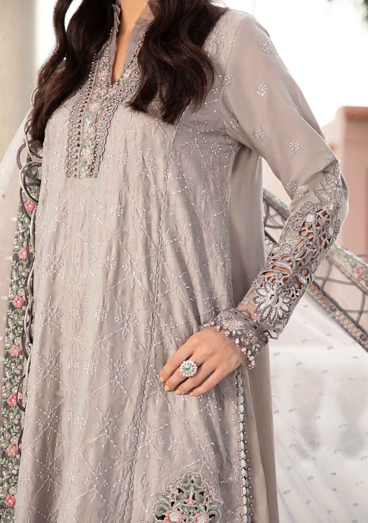 Maria.B Sateen Pakistani Luxury Cotton Satin Dress - db24097