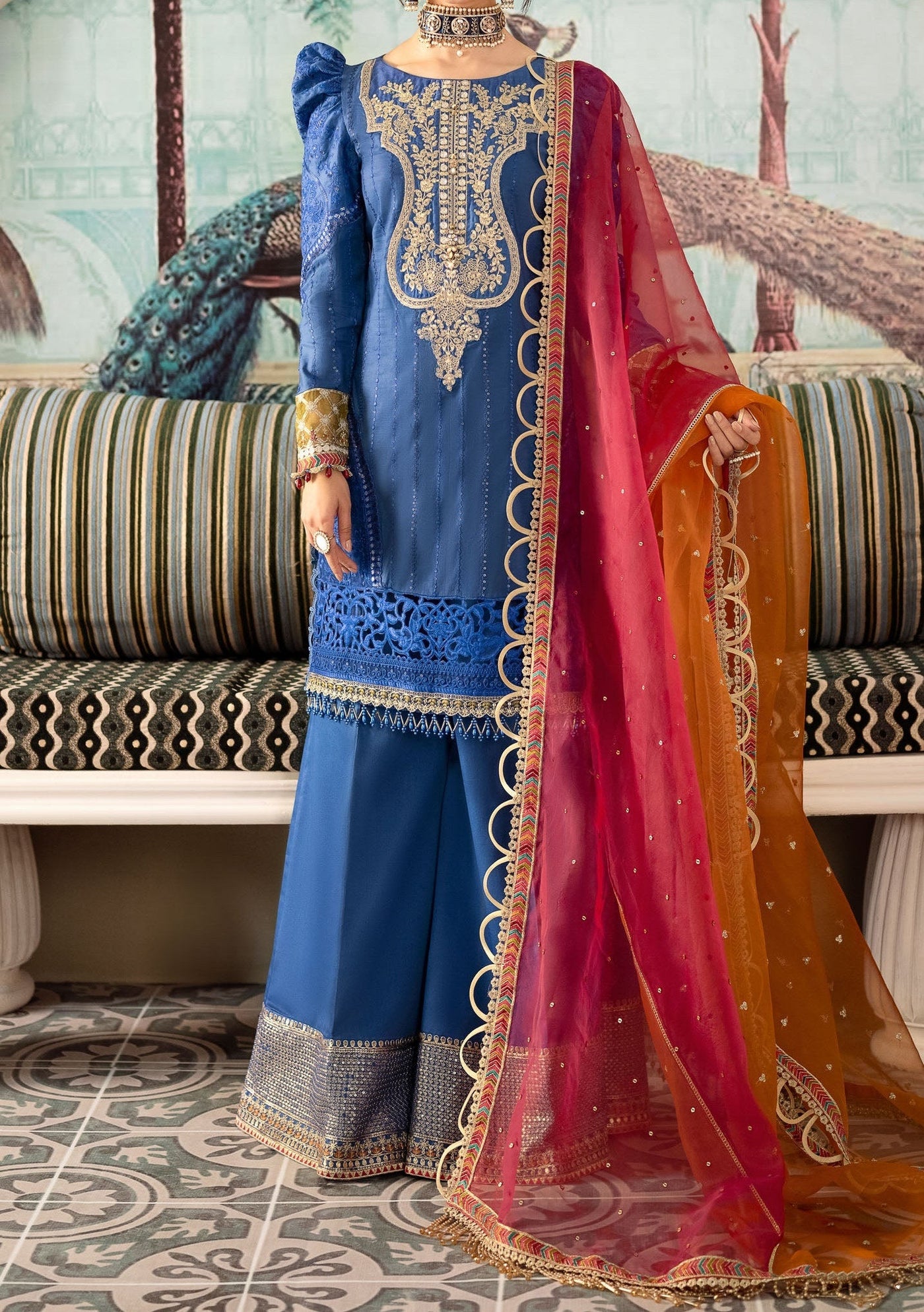 Maria.B Sateen Pakistani Luxury Satin Dress - db24088