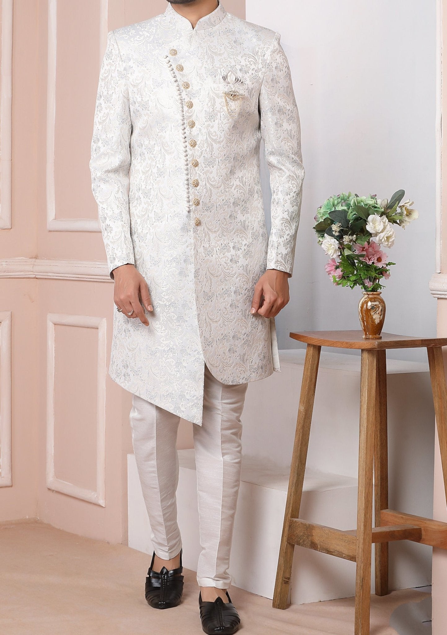 Buy Asian Prom Suit Silk Black Men's Sherwani for Eid MSTV0881