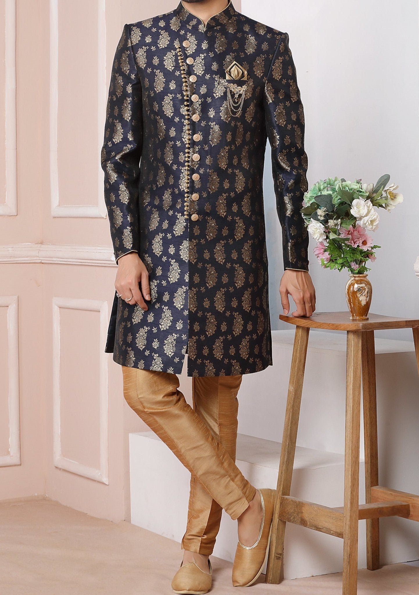 Off White Color Anarkali Style Groom Embroidered Sherwani For Men –  paanericlothing