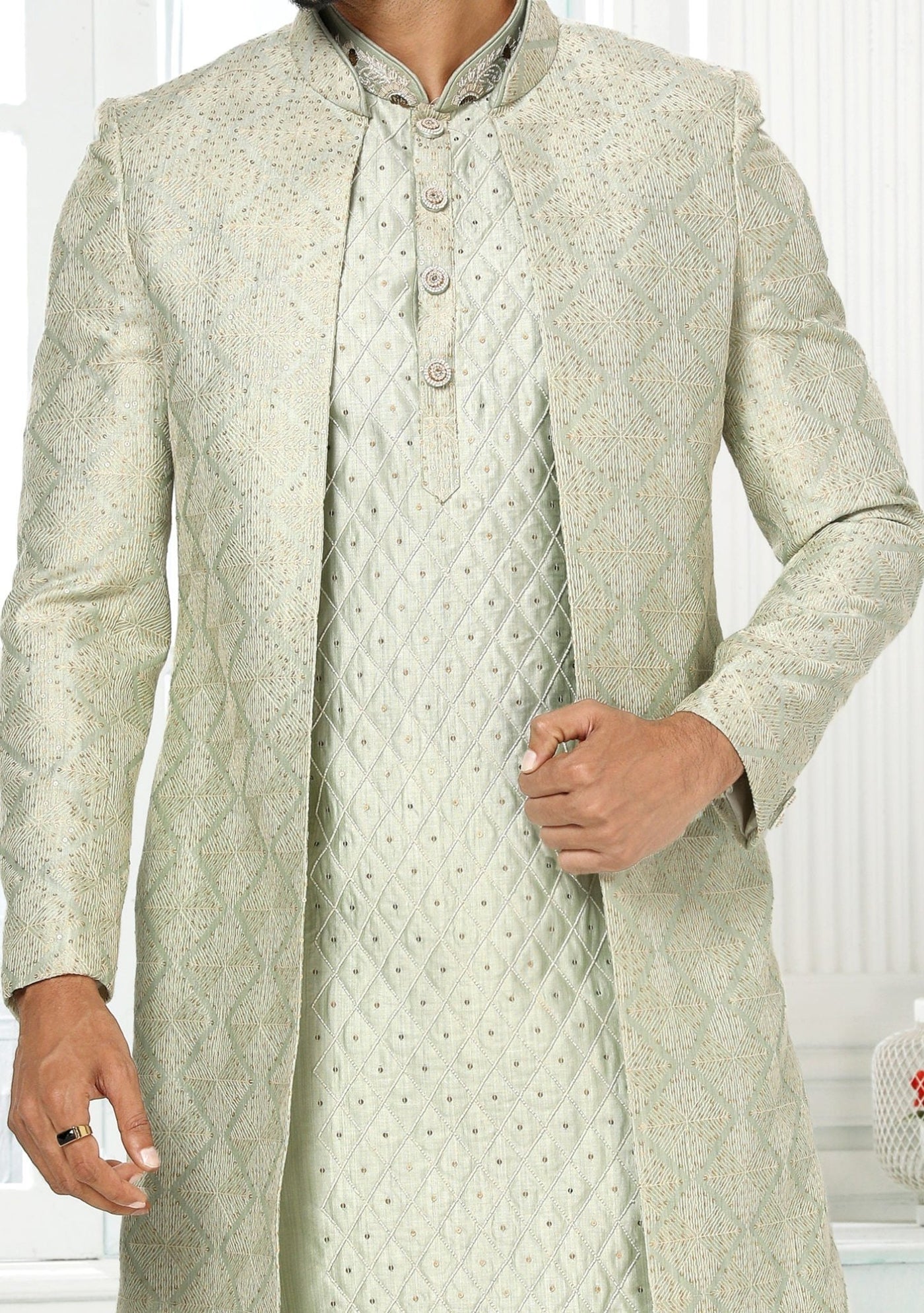 Men's Indo Western Party Wear Sherwani Suit With Jacket - db20427