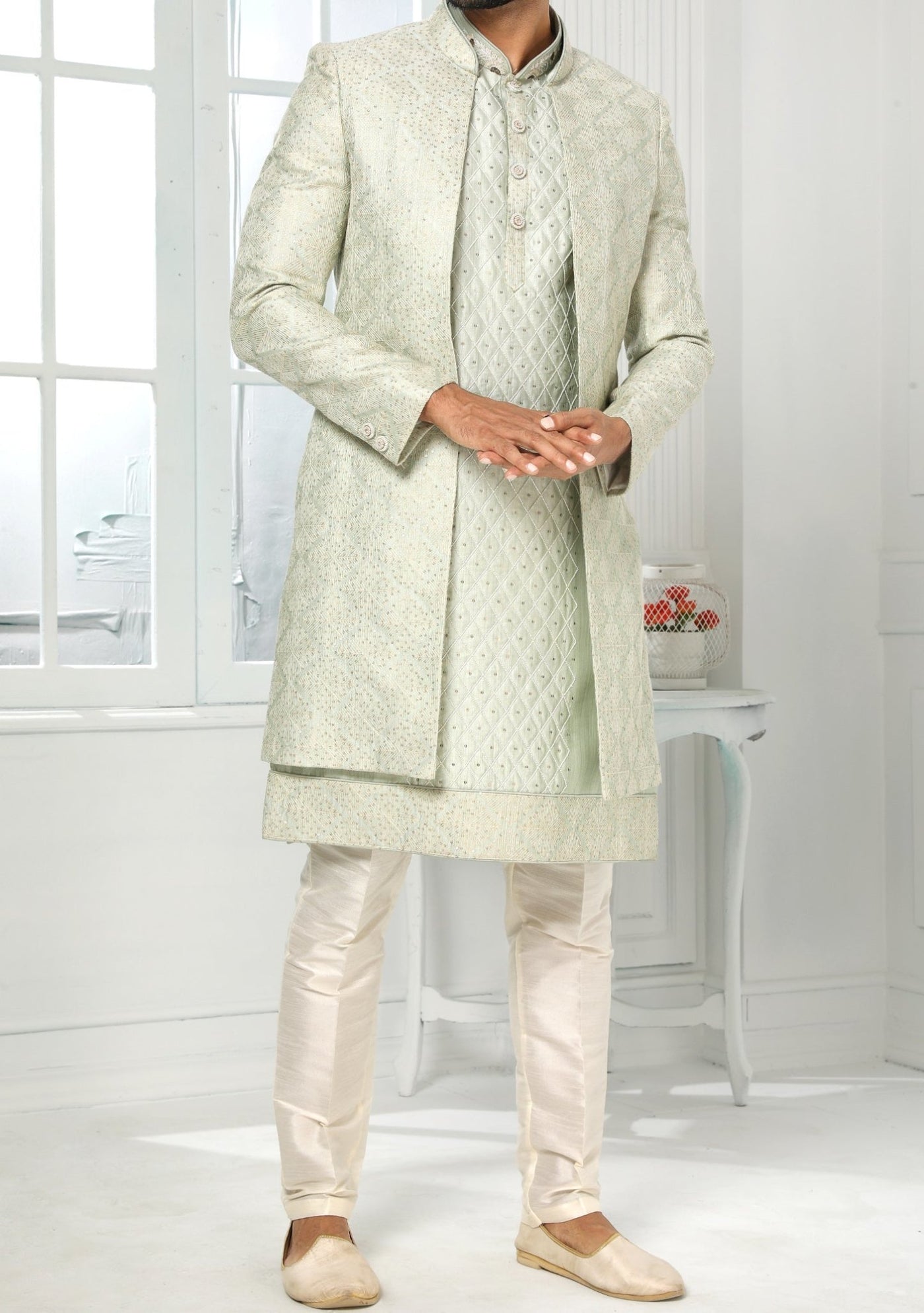 Men's Indo Western Party Wear Sherwani Suit With Jacket - db20427