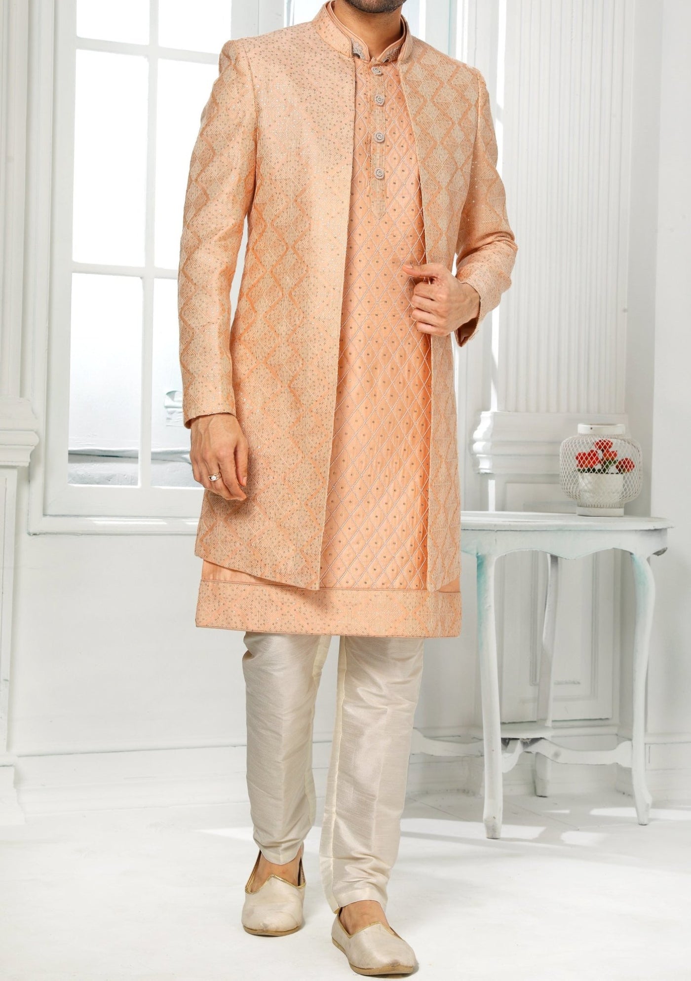 Men's Indo Western Party Wear Sherwani Suit With Jacket - db20428