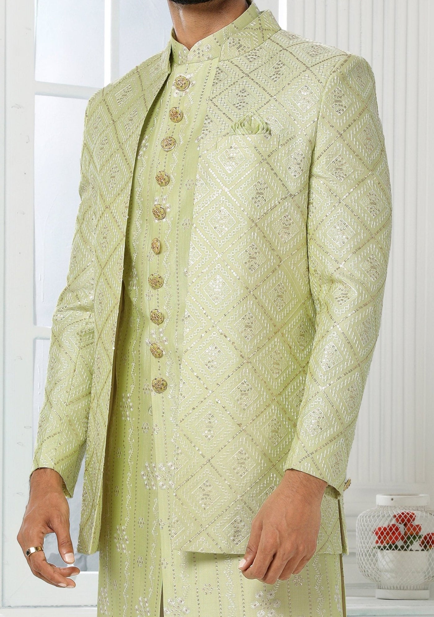 Men's Indo Western Party Wear Sherwani Suit With Jacket - db20432