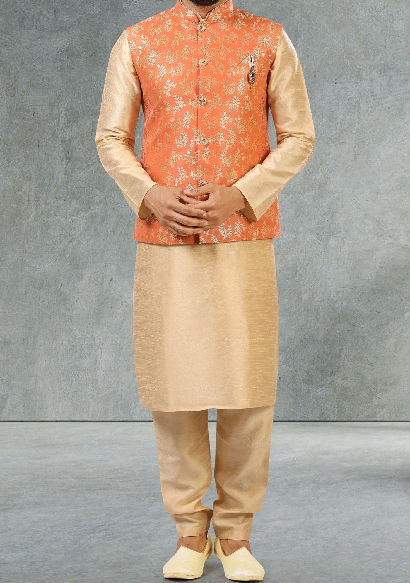 Men's Party Wear Kurta Pajama With Waistcoat - db18099