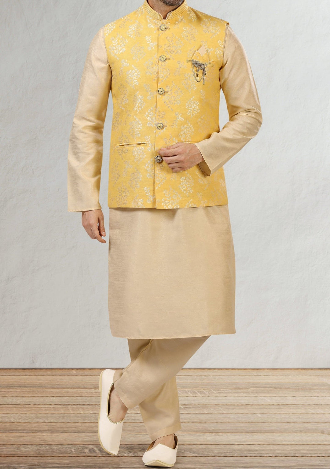 Men's Party Wear Kurta Pajama With Waistcoat db18096