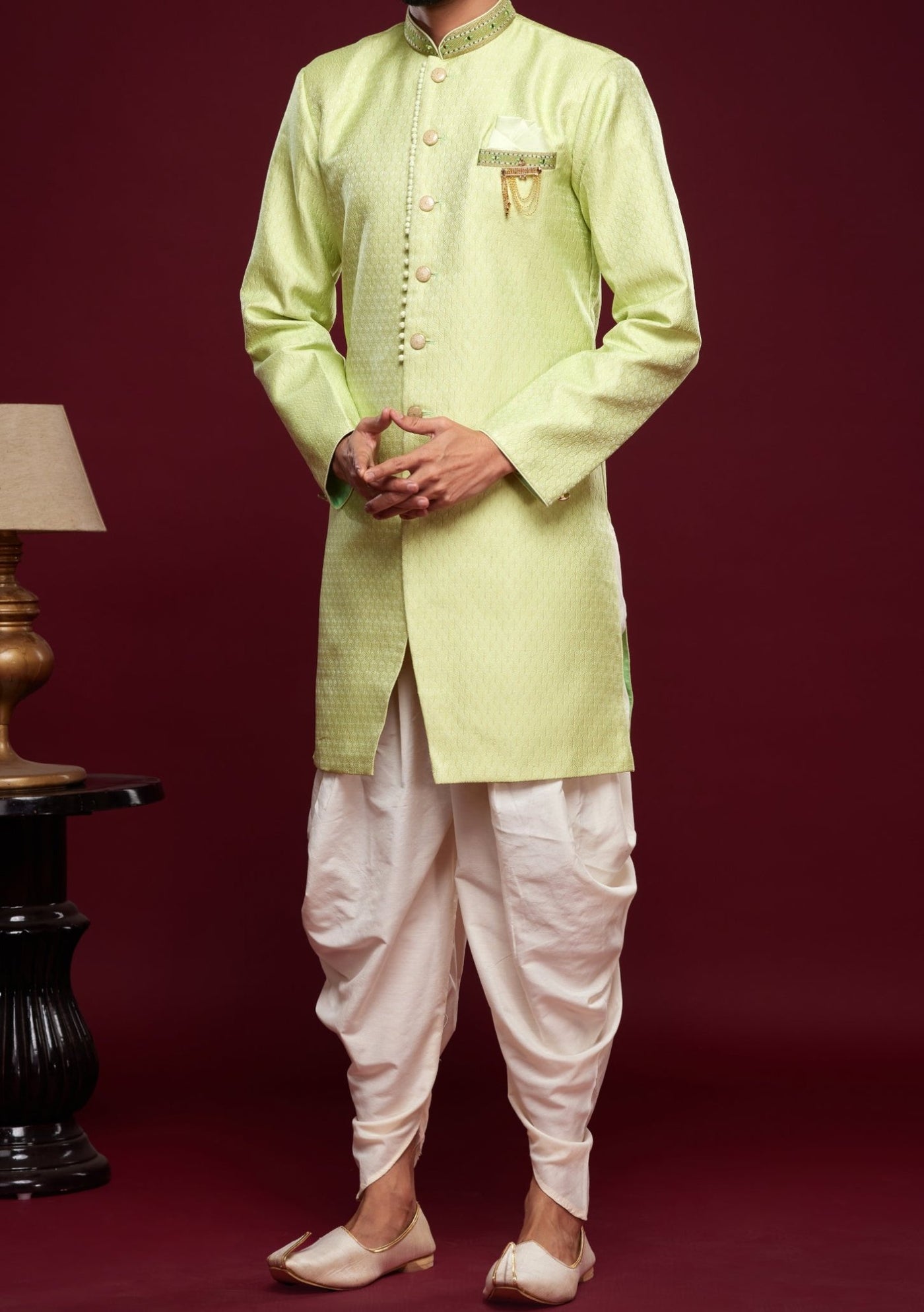 Men's Semi Indo Western Party Wear Sherwani Suit - db23841