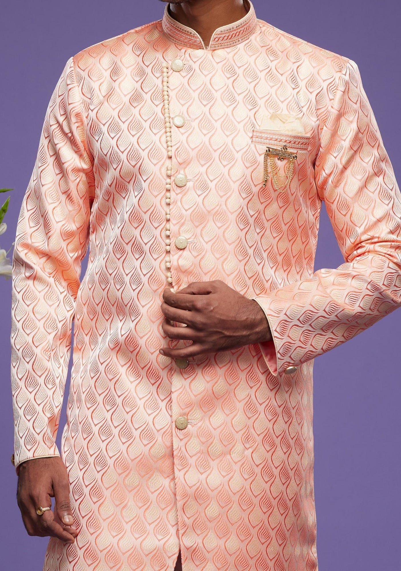 Men's Semi Indo Western Party Wear Sherwani Suit - db23862