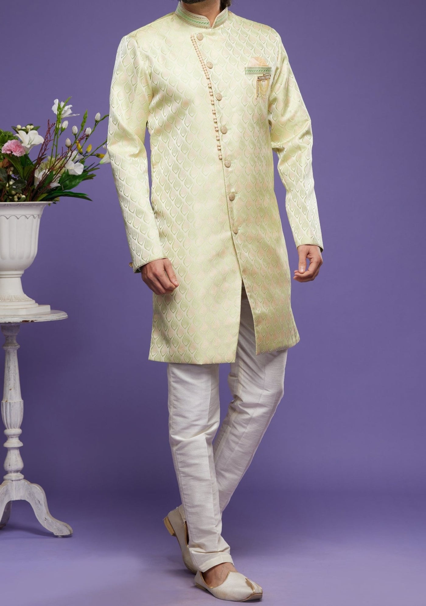 Men's Semi Indo Western Party Wear Sherwani Suit - db23863