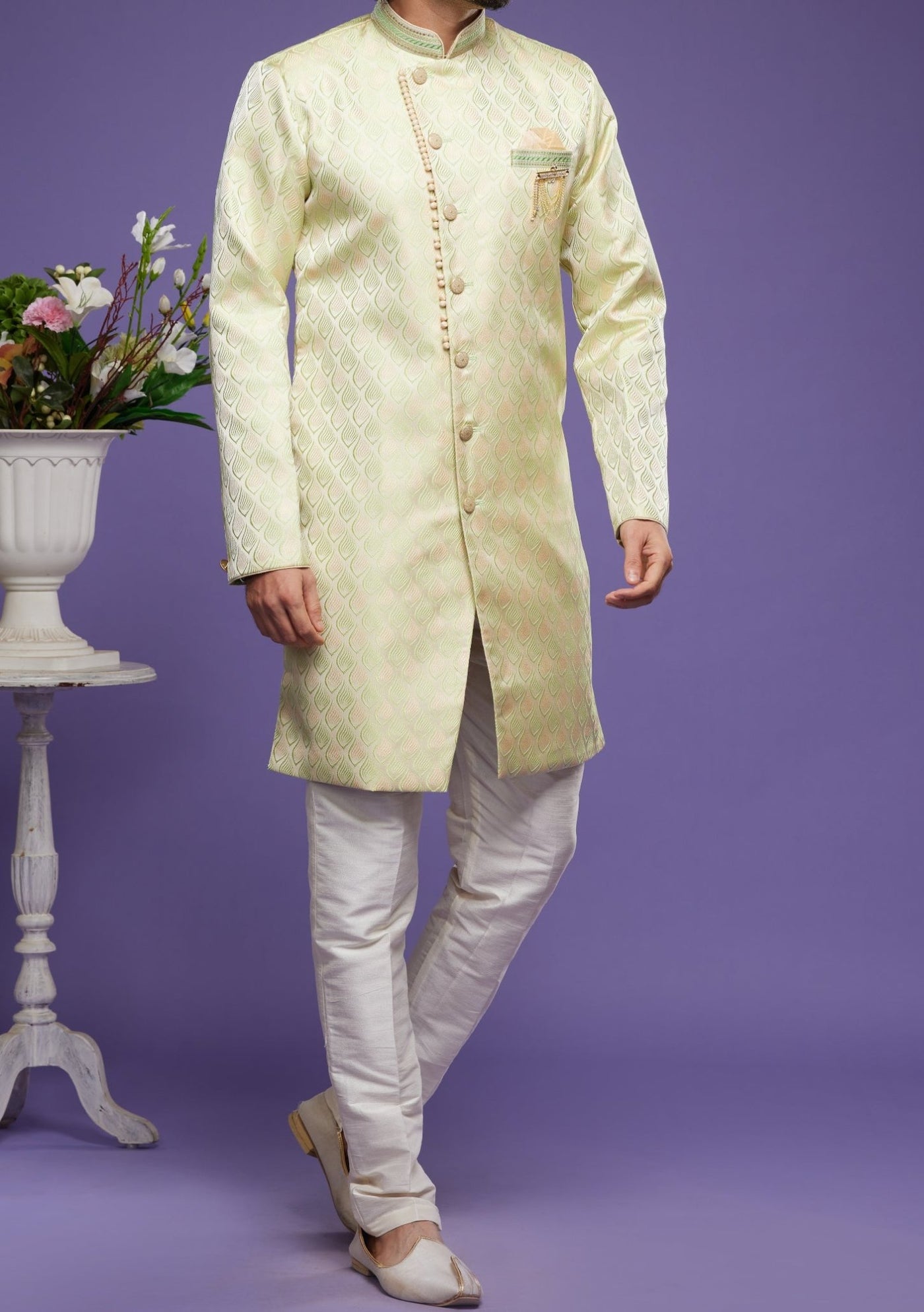 Men's Semi Indo Western Party Wear Sherwani Suit - db23863