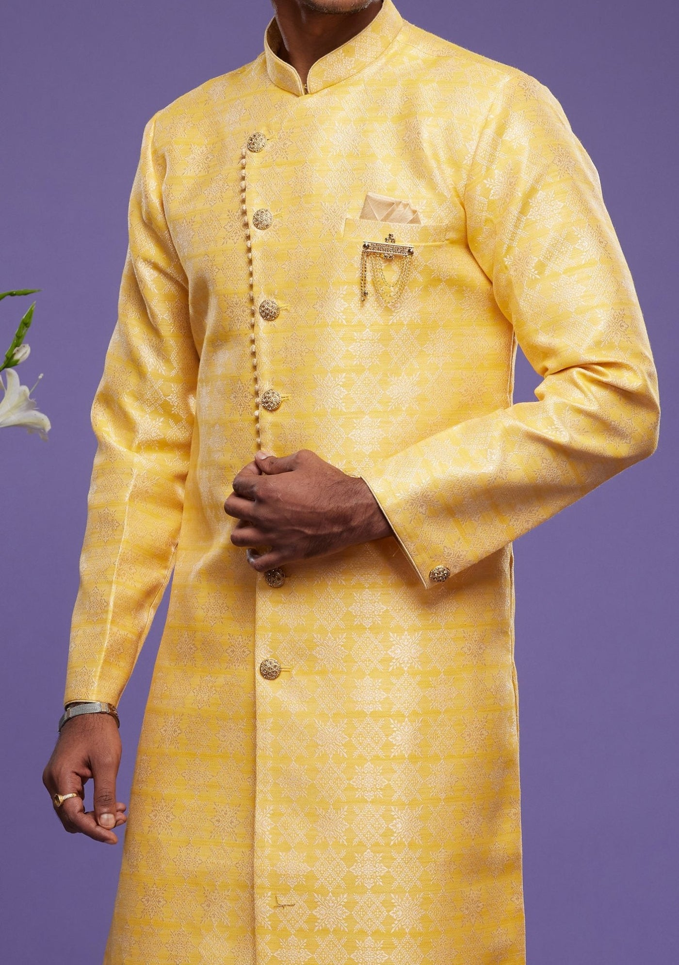 Men's Semi Indo Western Party Wear Sherwani Suit - db23864