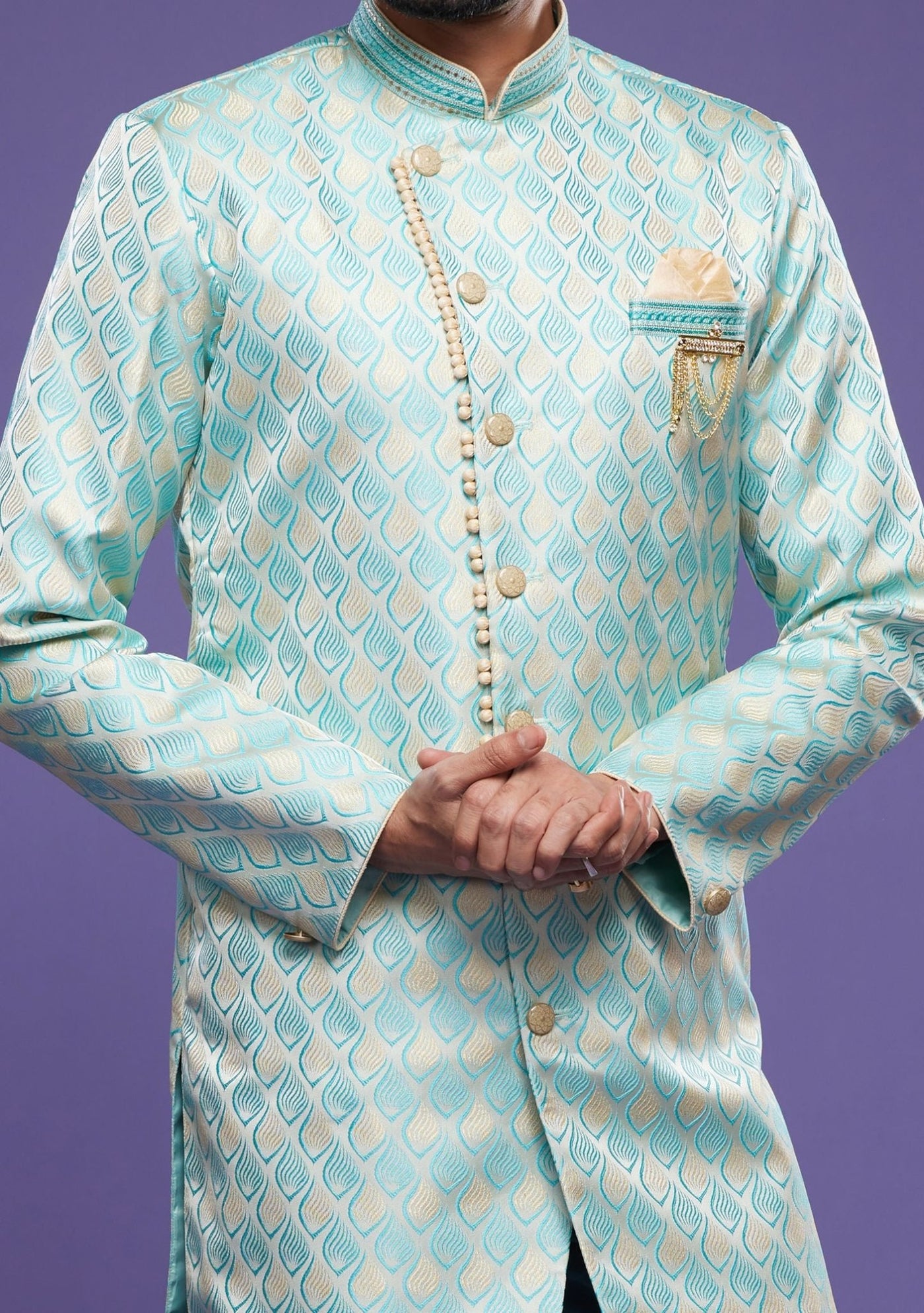 Men's Semi Indo Western Party Wear Sherwani Suit - db23861