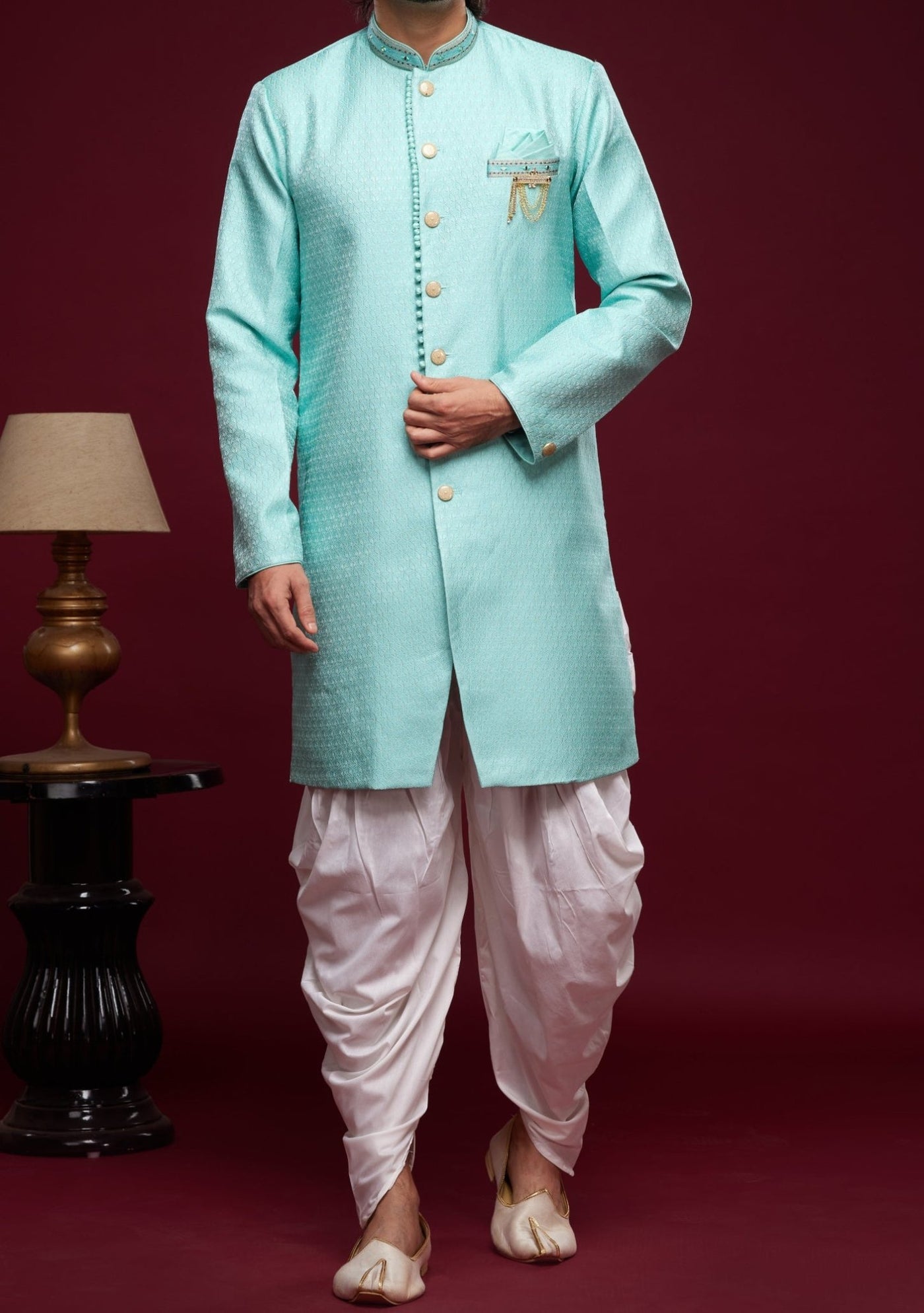 Men's Semi Indo Western Party Wear Sherwani Suit - db23840